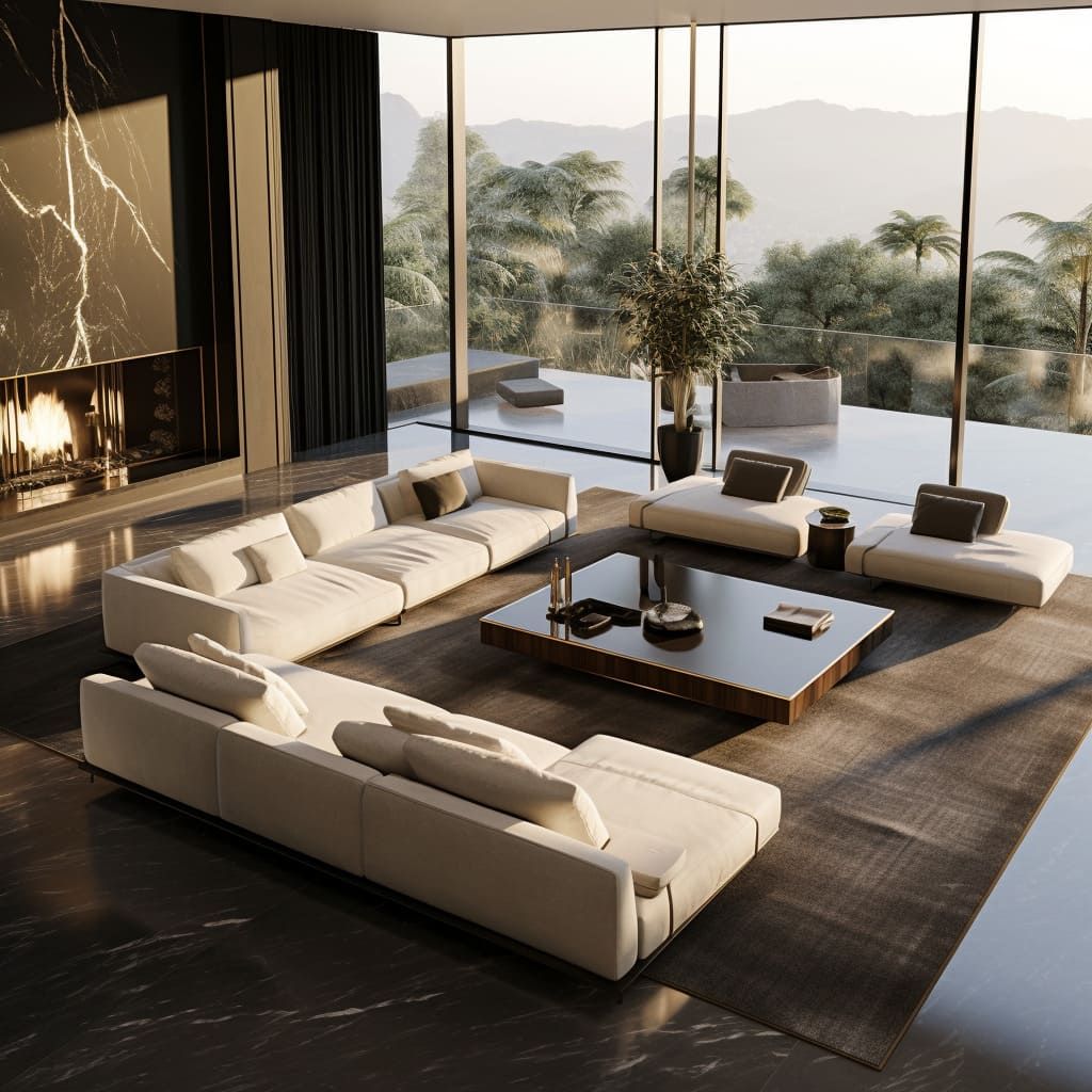 Modern luxury living room with premium furnishings